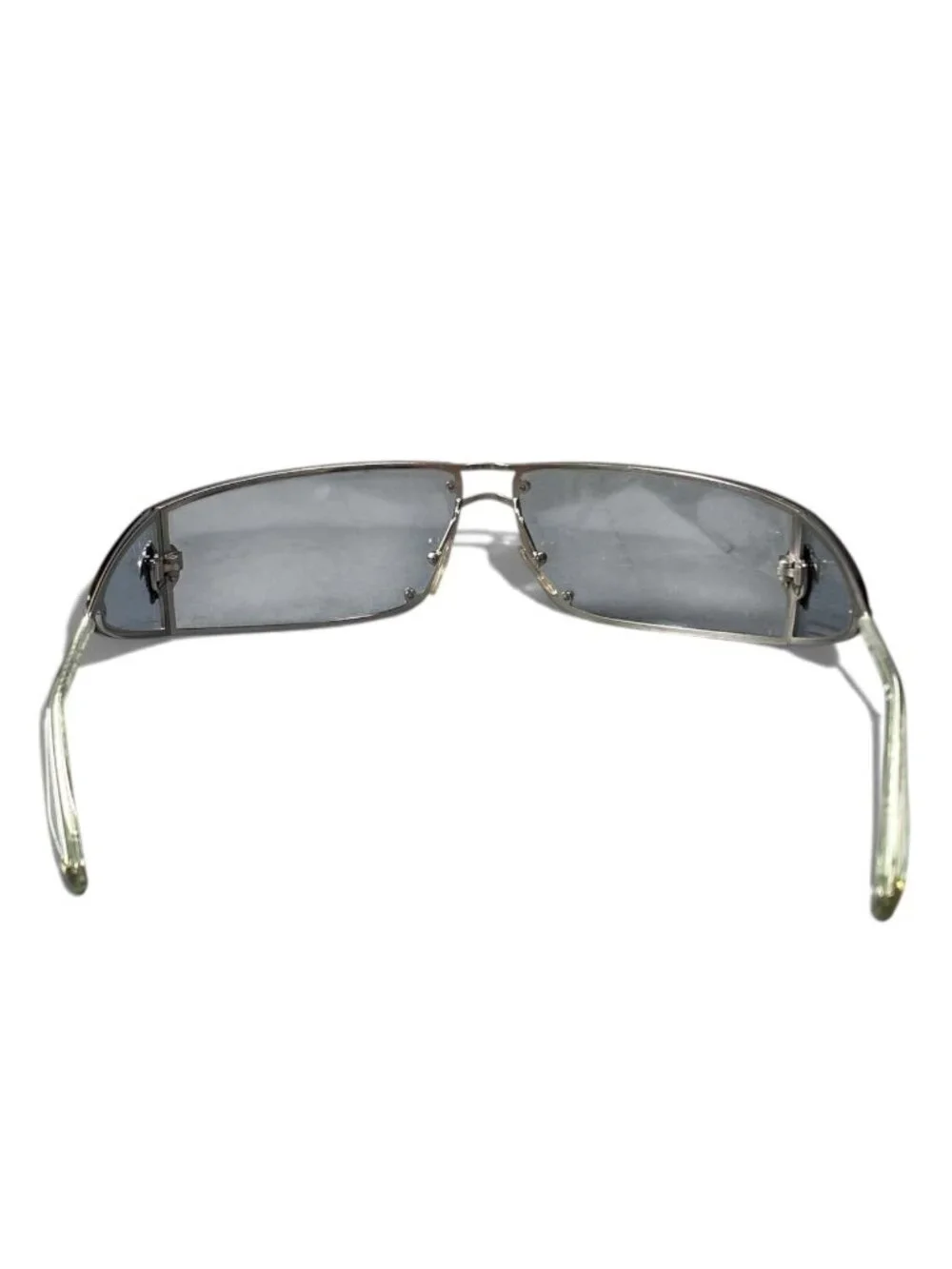 Versace Side Shield Sunglasses Mod Silver Clear Blue Eyewear